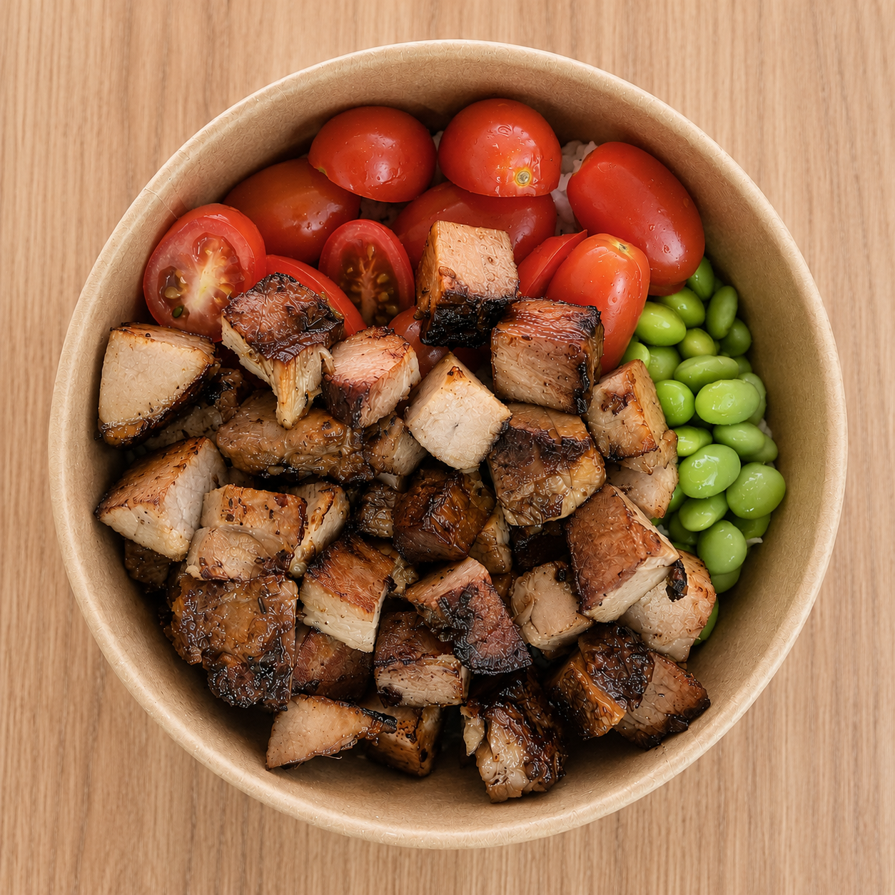 Roasted pork poke bowl